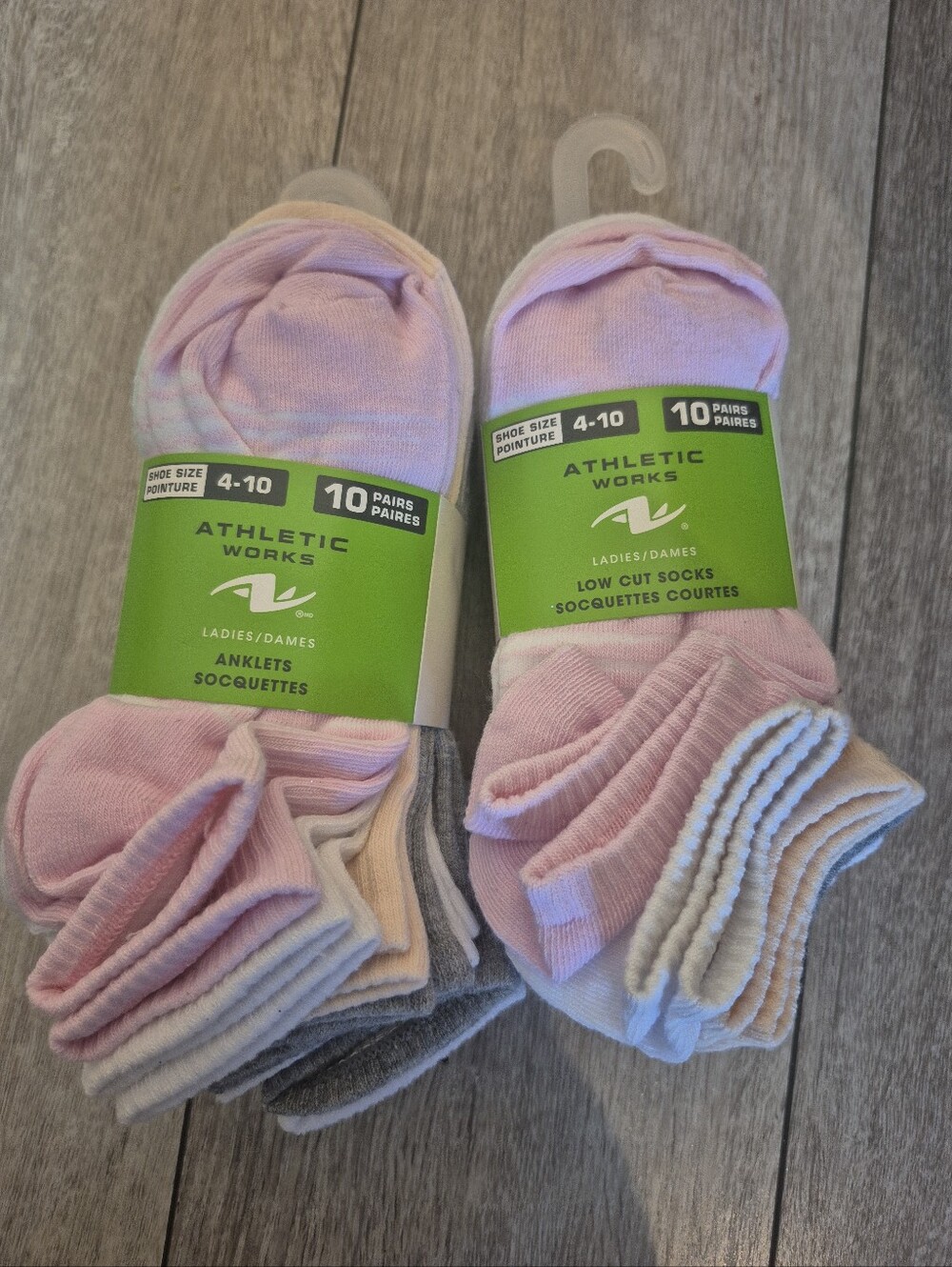 Athletic Works Ladies 20 Pairs Low Cut Socks Multicolor For Shoe Size 4-10 NEW